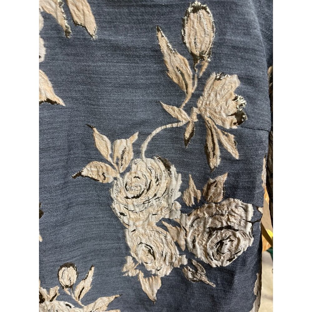 Irene Klarie Floral Embroidered Shift Dress Size UK42 US 8 M Gray Jacquard Gold - Picture 5 of 15